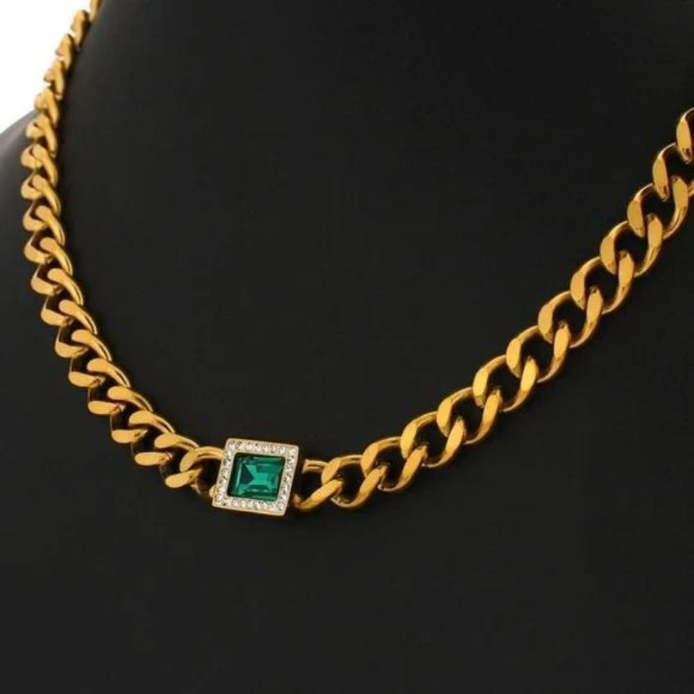 CHUNKY CHAIN 18K GOLD CHOKER NECKLACE
